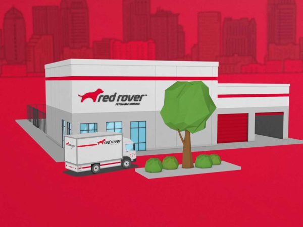 Red Rover animated building and truck